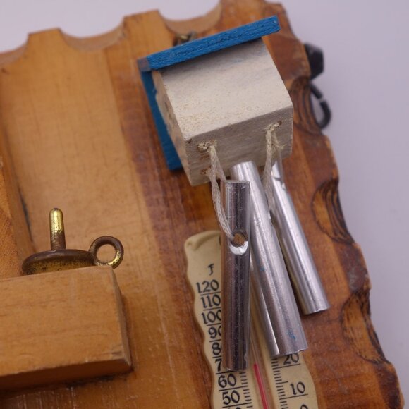 Wall Mounted Three Key Holder with Mini Wind Chimes and Thermometer - Picture 2 of 14